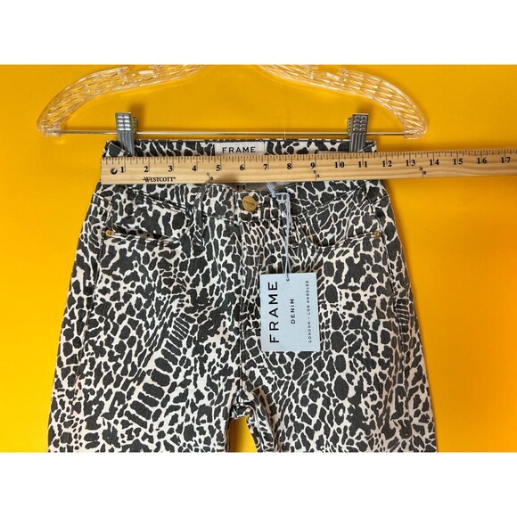FRAME Le High Skinny Abstract Jeans Womens 23 Black Animal Print High Rise NWT - Picture 5 of 11